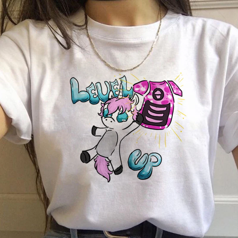 Единорог Kawaii Harajuku футболки женские милые Unicornio Ullzang мультфильм футболка 90s Забавный принт футболки с графическим изображением женские