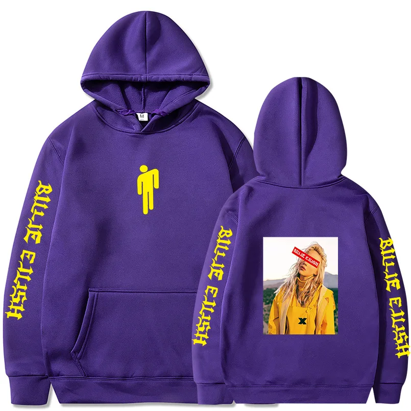 Purple 03 Billie Eilish, модные толстовки с принтом для мужчин/женщин, толстовки с капюшоном и длинным рукавом,, повседневные трендовые уличные толстовки - Цвет: Purple 03
