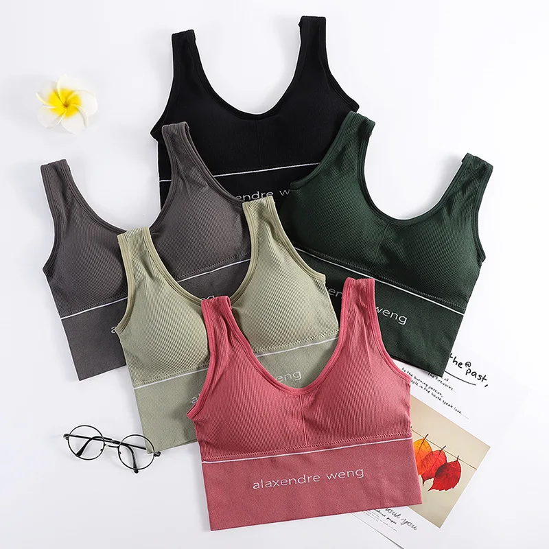 Лидер продаж 2020 спортивные топы женское нижнее белье для йоги бюстгальтер без