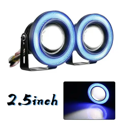 2.5inch Blue 1 пара синий COB светодиодный противотуманный Светильник проектор автомобиля Ангел глаз Halo Кольцо дальнего света - Испускаемый цвет: 2.5inch Blue