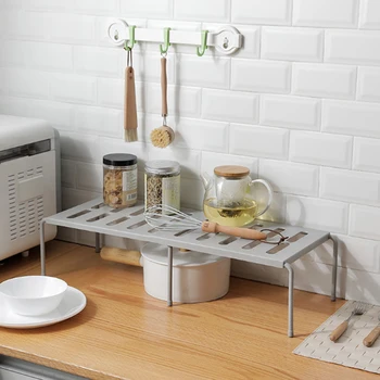 

Plastic Home Closet White 1Set Organizer Storage Shelf Adjustable Gray For Kitchen Rack Space