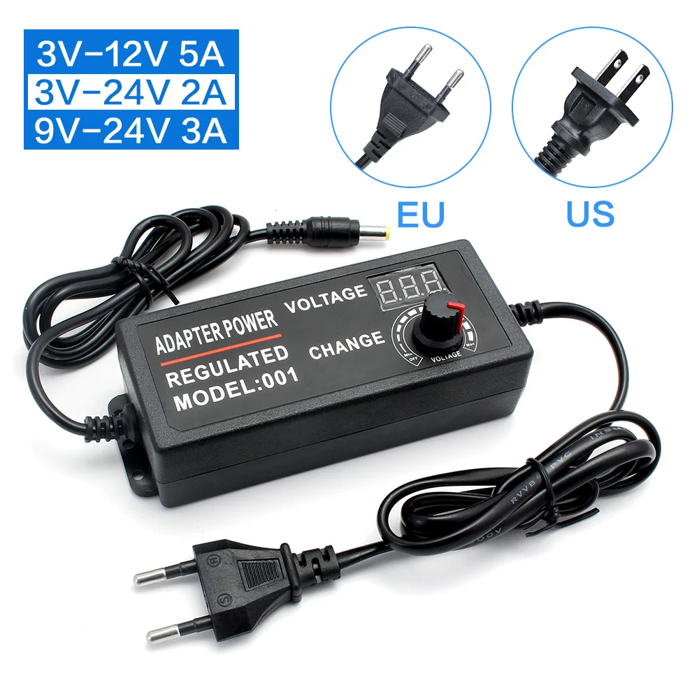 3V 5V 9V 12V 24V Adjustable Power Adapter Supply Display Screen