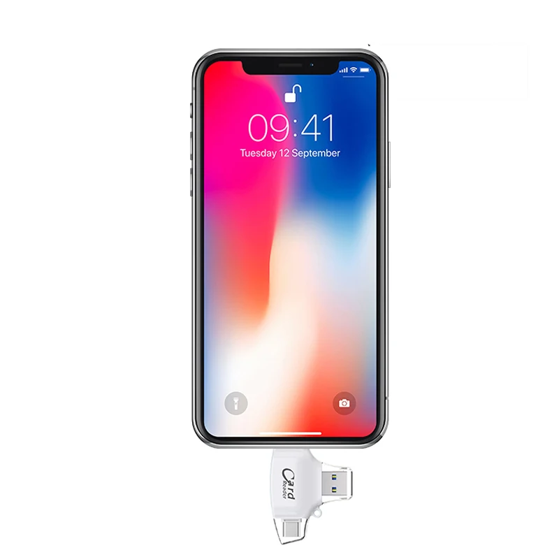 4в1 пластик Тип C/Micro-Usb/устройство для чтения карт SD TF для Ipad Iphone X 7 8 Plus 5 6 6 S, устройство для чтения карт памяти для samsung S8+ S камера