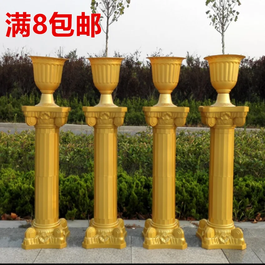 Gold with basin Европейский стиль римские колонны белого цвета пластиковые колонны дорога цитируется свадебные реквизиты события украшения поставки 2 шт./лот - Цвет: Gold with basin