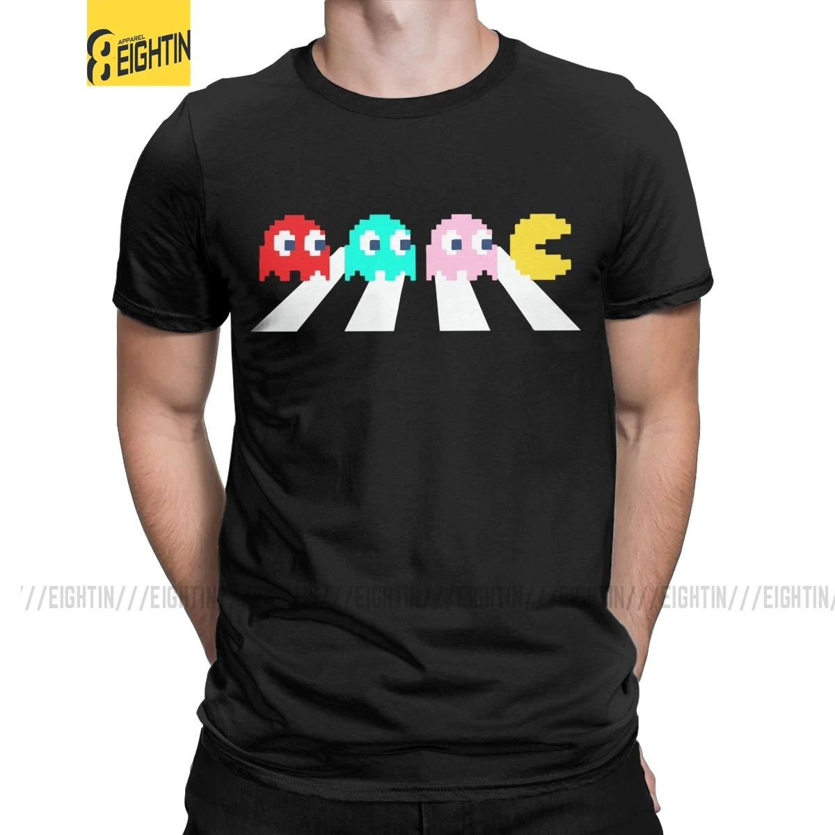 Ghosts On Abbey Road Футболка "Pac-Man" для мужчин 80s ретро Пиксельная игра Креативные хлопковые футболки с коротким рукавом Футболка 6XL Топы
