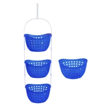 3 яруса кружевных душевой футляр для ванной с пластик висящий над корзина для душа Органайзер, синий