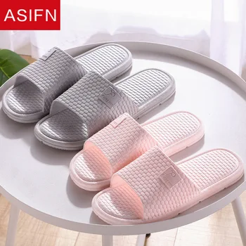 

ASIFN Summer Bathroom Women's Men Simple Slippers Mules Indoor Home Slides House Flip Flops Bath Couple Non-slip Sandals Woman