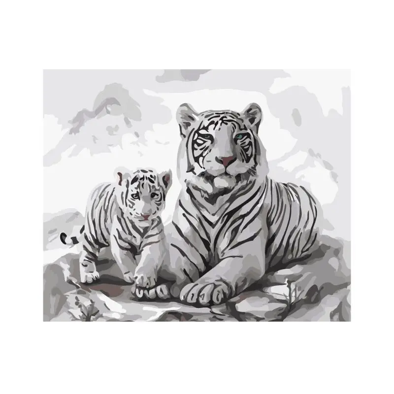 

Tigers Frameless DIY Digital Oil Painting By Numbers Canvas Wall Picture Decor