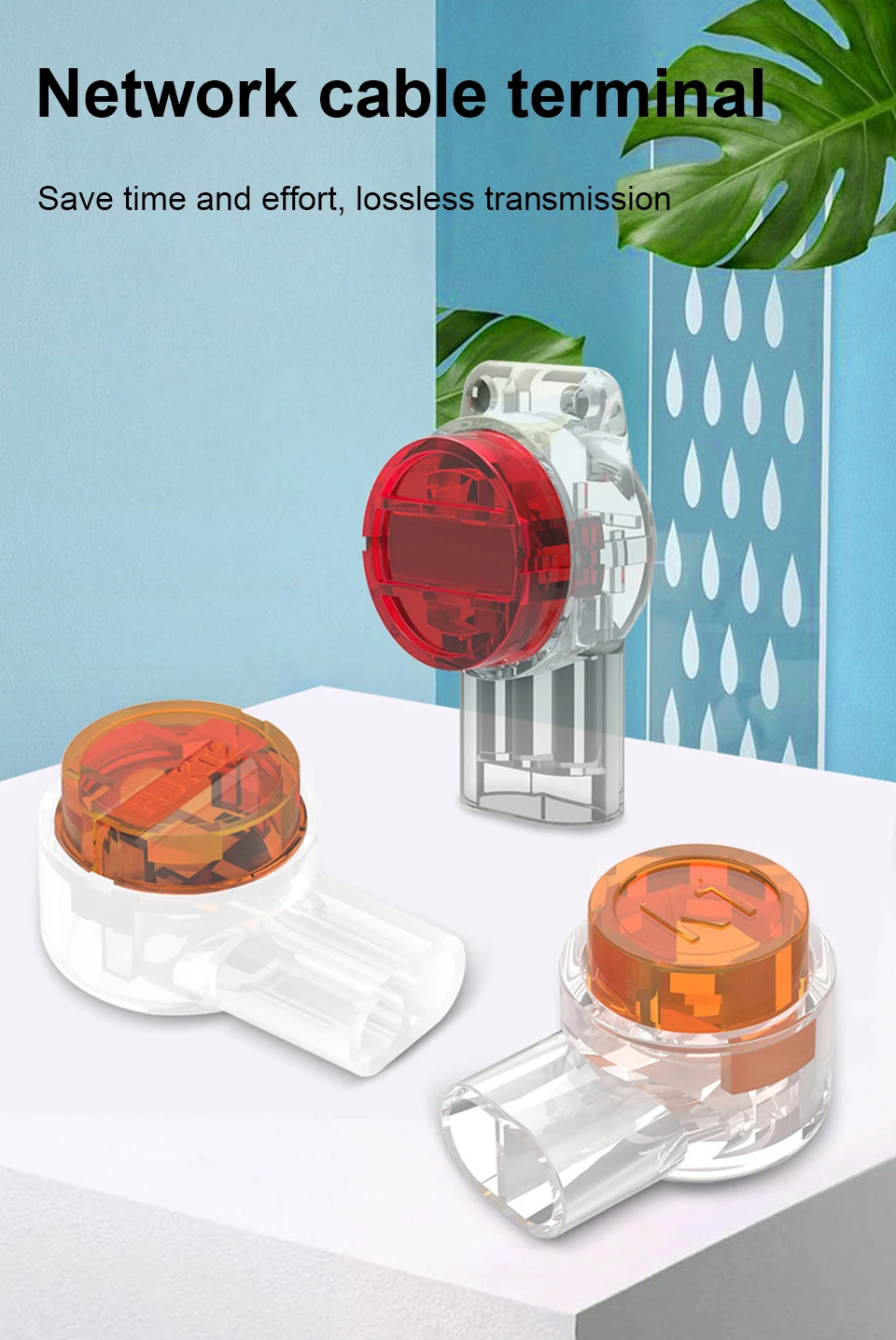 OMAY K1 K2 K3 RJ45 RJ11 Waterproof Crimp Connectors - Ethernet and Telephone Cable Terminals (500/1000pcs) Description Image.This Product Can Be Found With The Tag Names Computer Cables Connecting, Computer Peripherals, Connector crimp connection, PC Hardware Cables Adapters