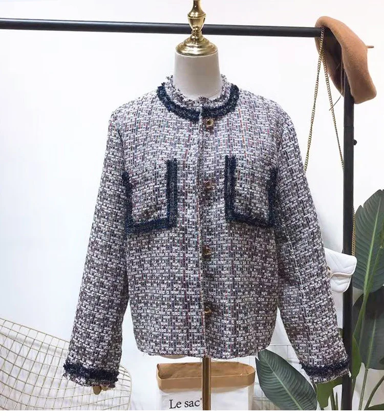 Онлайн Стиль Знаменитостей Rove Tweed изящное пальто женское короткое повседневное дебютантное элегантное модное весеннее и осеннее с длинными рукавами