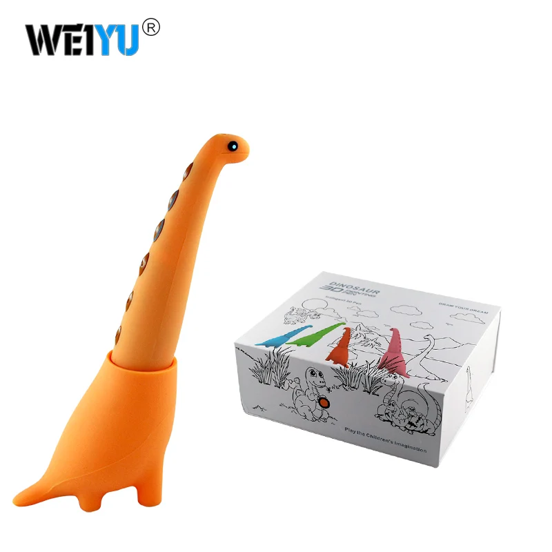RP700A weiyu 3D Ручка для детей динозавр стебель игрушки 3D печать Ручка принтер Рисунок Живопись Художественный набор с 2 скоростями безопасный режим сна - Цвет: Orange