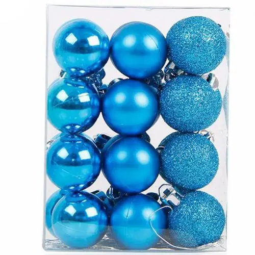 Light Blue 24 шт покрытый Рождественский шар-безделушка кулон орнамент с рождественской елкой вечерние украшения для дома - Цвет: Light Blue