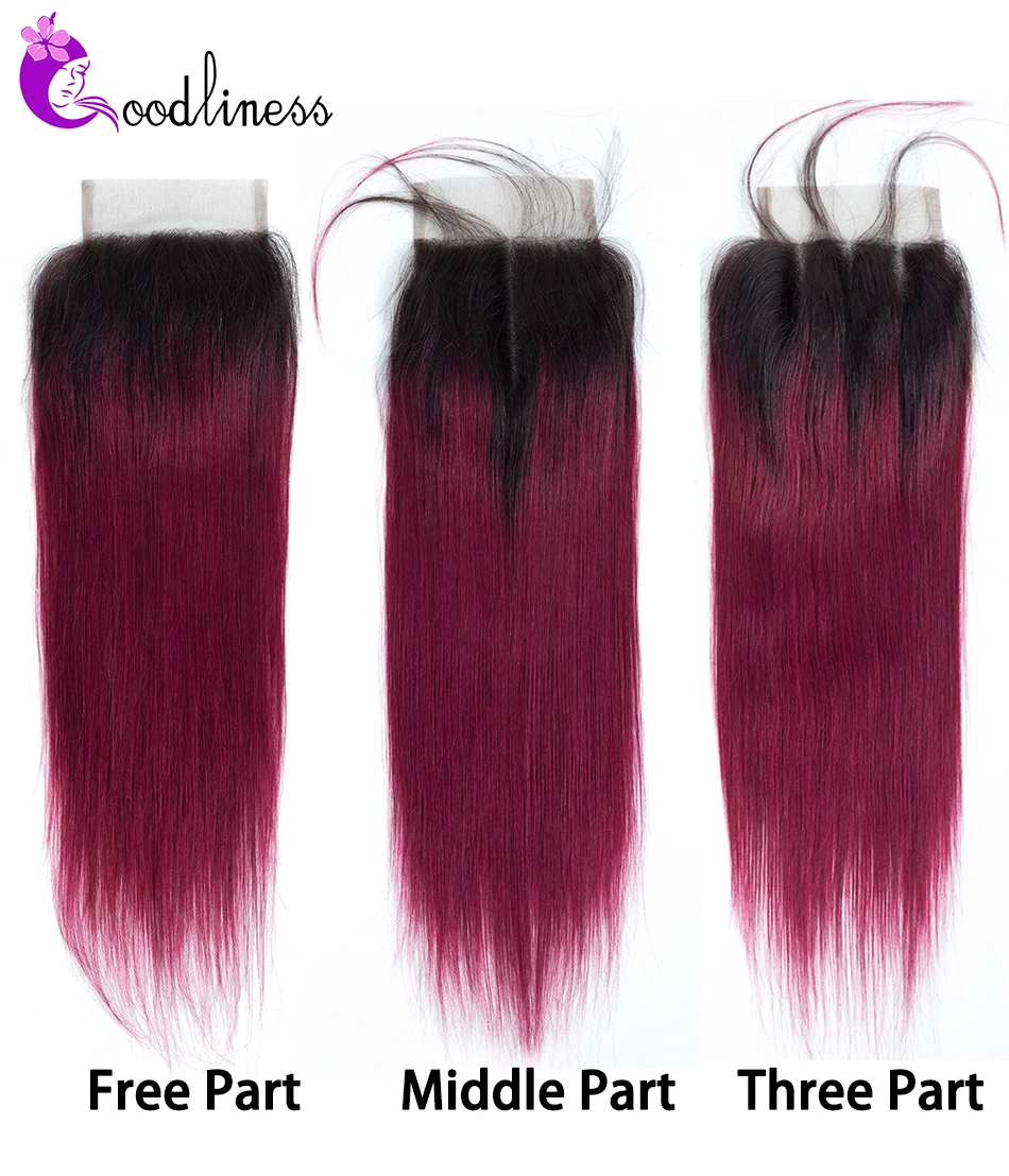 Borgonha Ombre Pacotes Com Fecho de Cabelo