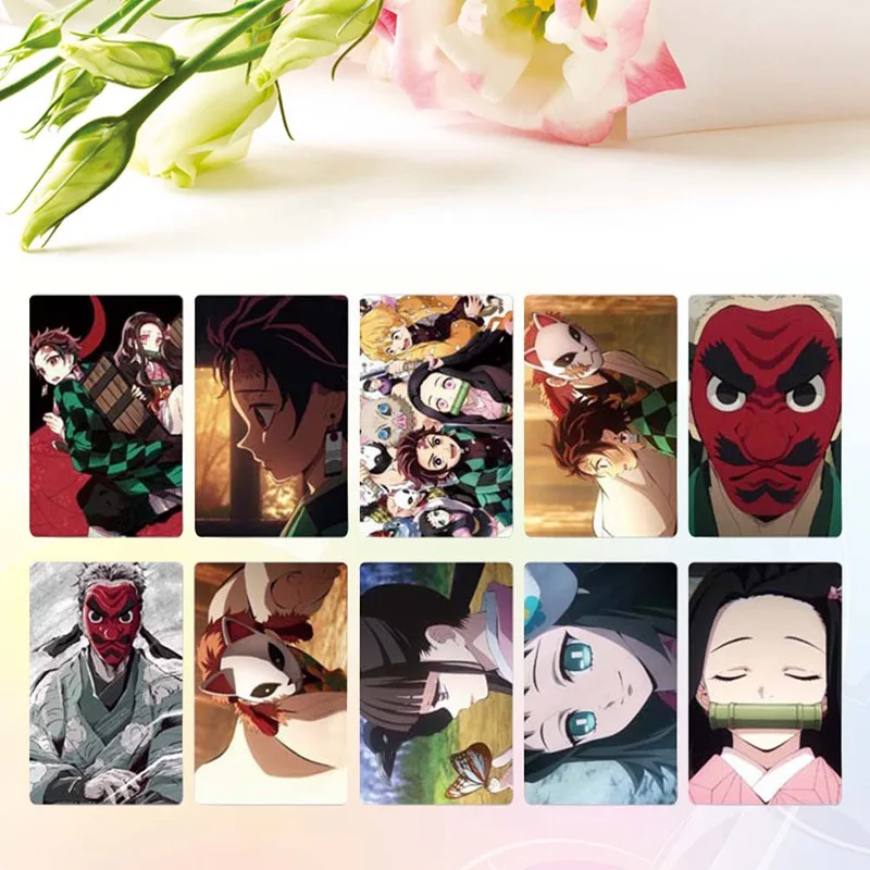 Demon Slayer Kimetsu no Yaiba Anime Card Sticker Pack DIY Waterproof Card Classic Kids Stickers toys for children 10 pcs
