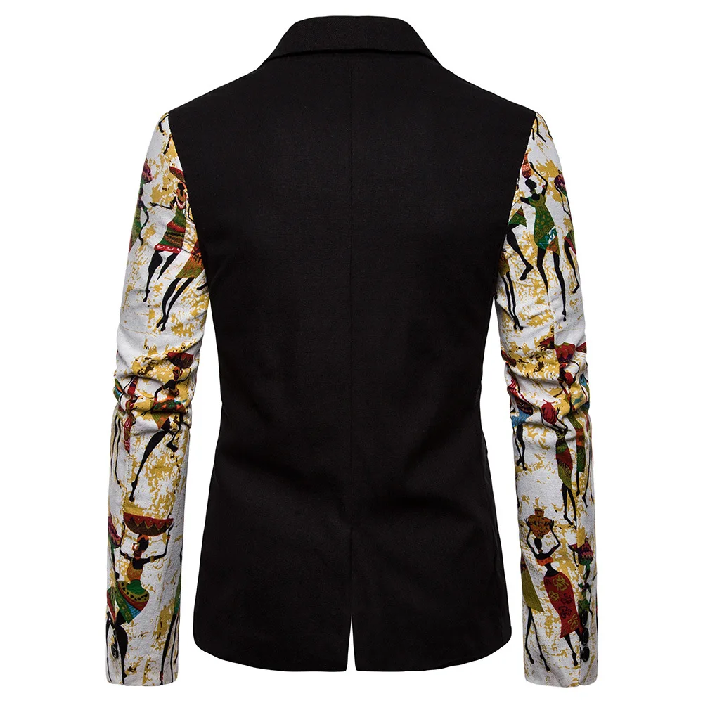 

2019 Autumn And Winter New Style Ethnic-Style Printed Men Large Single Double Breasted Suit Jacket X25