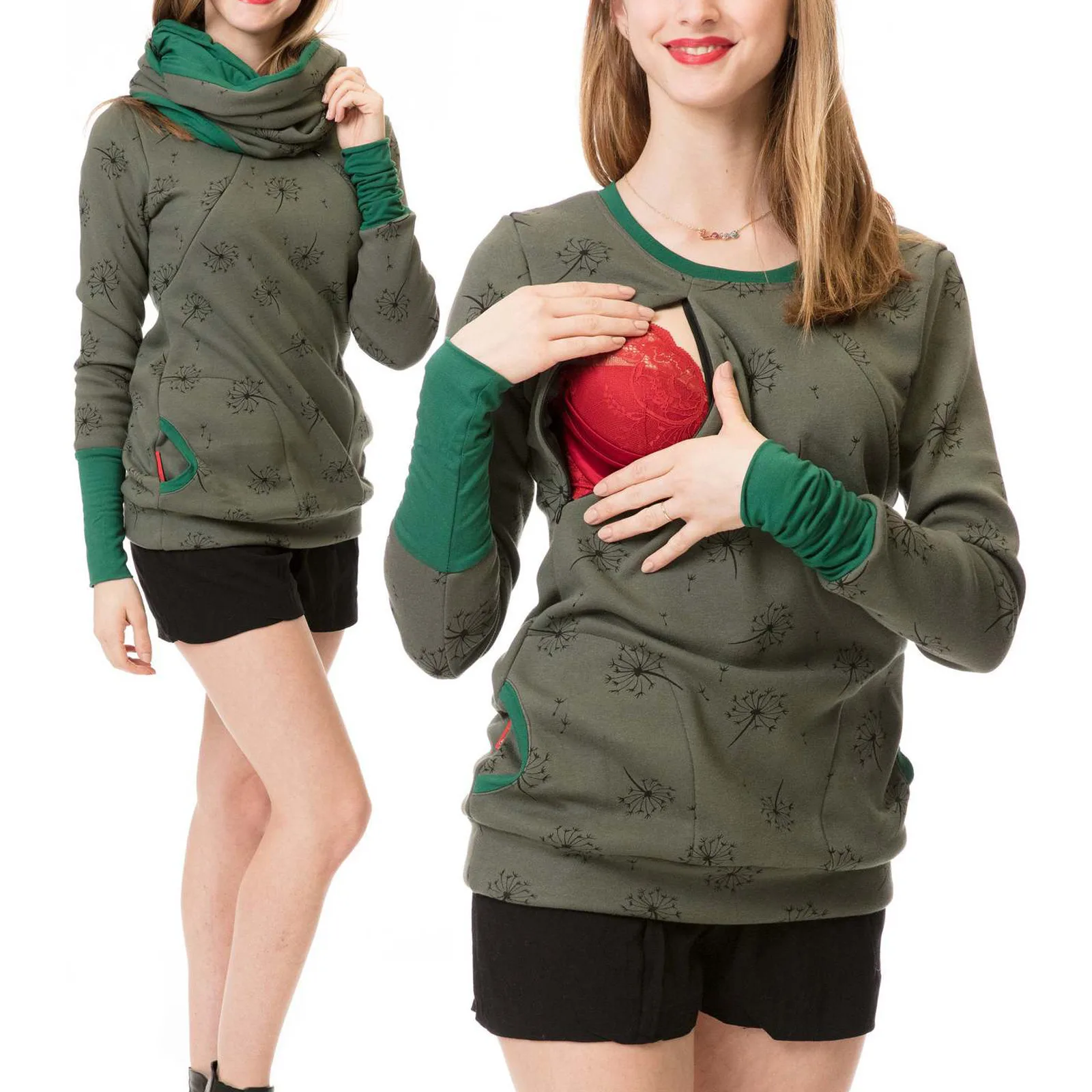 Breastfeeding Pregnant Top Maternity Nursing Hoodie Sweatshirt Winter Autumn Pregnancy Clothes Pregnant Women Breastfeeding Sweater Shirts T Shirt Top