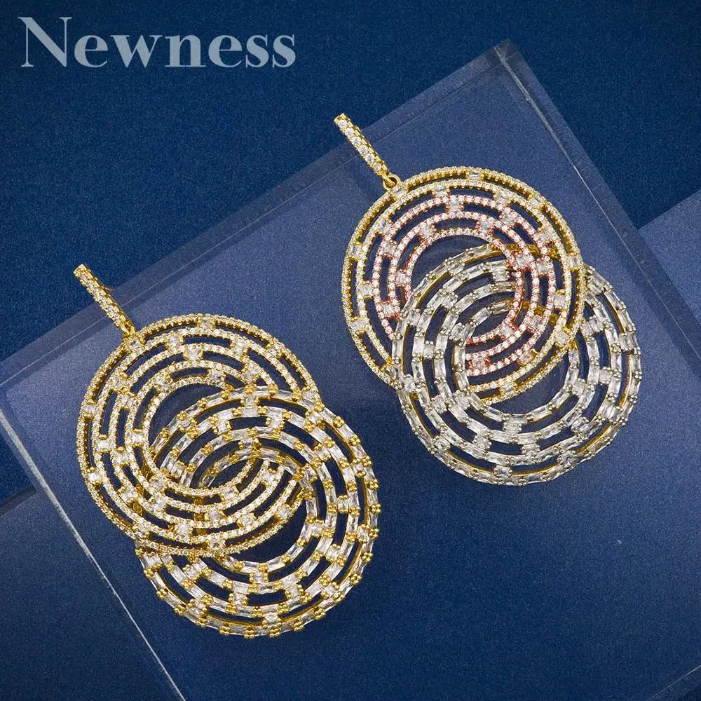 

Newness trendy Lines Cubic Zircon Brazil Style Women Long Earring drop dangle Unique Design Fashion Jewelry Party