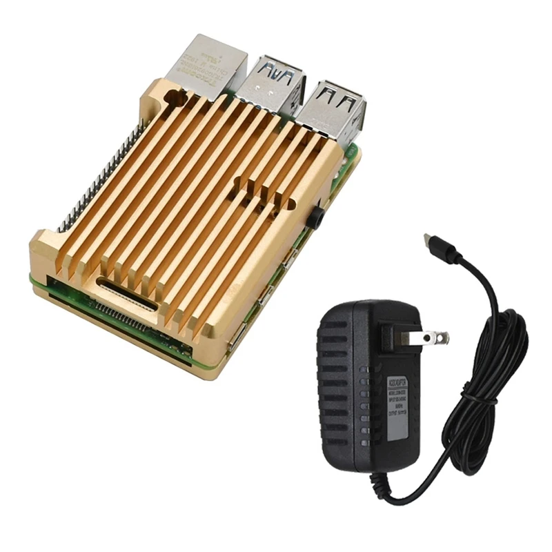 Для Raspberry Pi 4B 4G ram DIY Kit Поддержка 2,4/5,0 GHz wifi Bluetooth 5,0 с алюминиевым ЧПУ сплав защитный Золотой чехол 5V 3A P