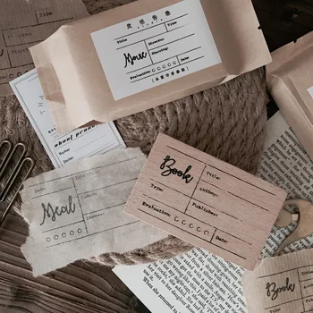 

Vintage Meal Book Movie Record Stamp DIY Wooden Rubber Stamps for Scrapbooking Stationery Scrapbooking Standard Stamp