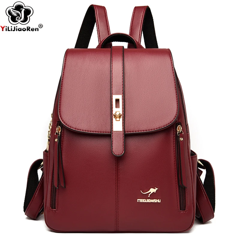 conveniencia Foto Delegar Mochilas de cuero de marca famosa para mujer, bolsos de hombro a la moda,  Mochila de viaje de gran capacidad, mochilas escolares femeninas| | -  AliExpress