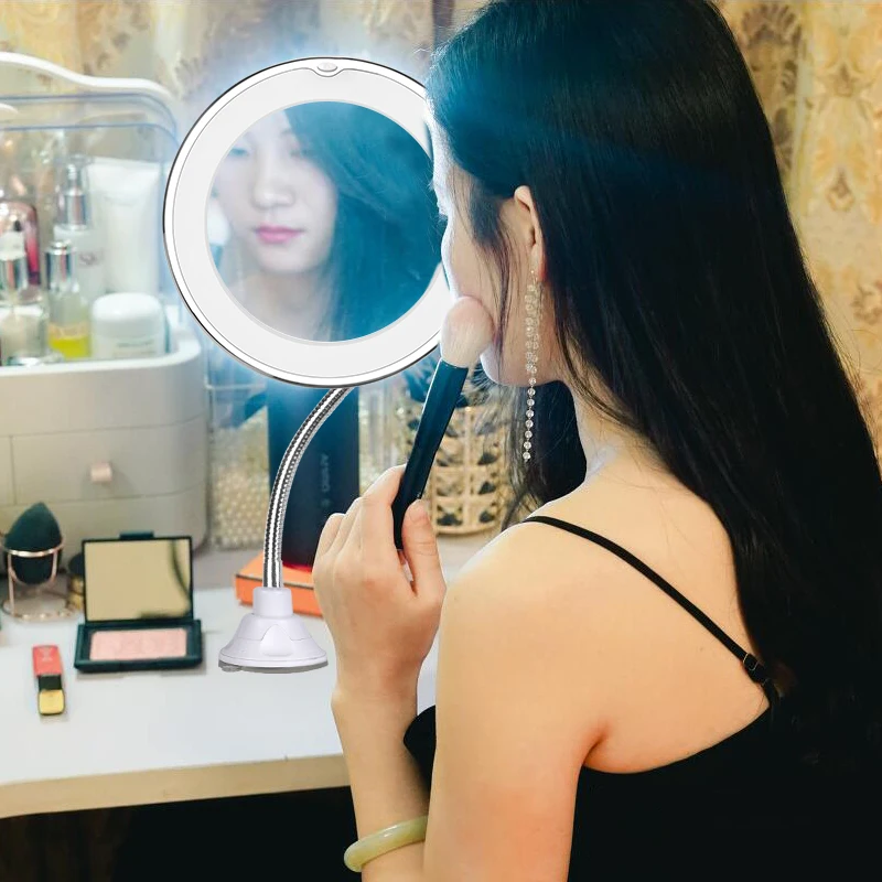 LED Makeup Mirror 10X Magnifying Miroir With 3 Intensities Mirror Lights Flexible Miroir Led Lighted Vanity Mirror Maquillaje