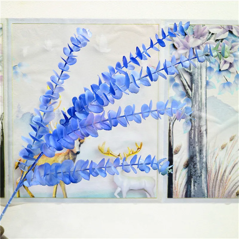 5 Sapphire blue Имитация эвкалипто пластик искусственный лист эвкалипта спрей цвет Искусственные растения для свадьбы украшения дома - Цвет: 5 Sapphire blue