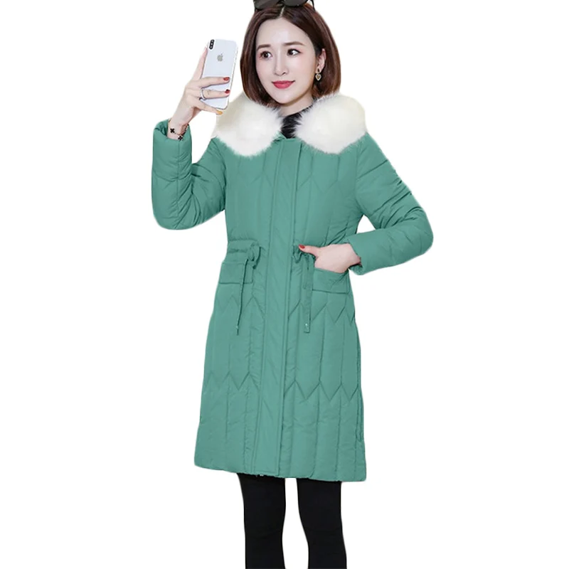 

Women Winter Cotton Jacket New Warm Down cotton Jackets Plus size high quality Women's Casual Hooded Fur collar Parkas 3XL F875