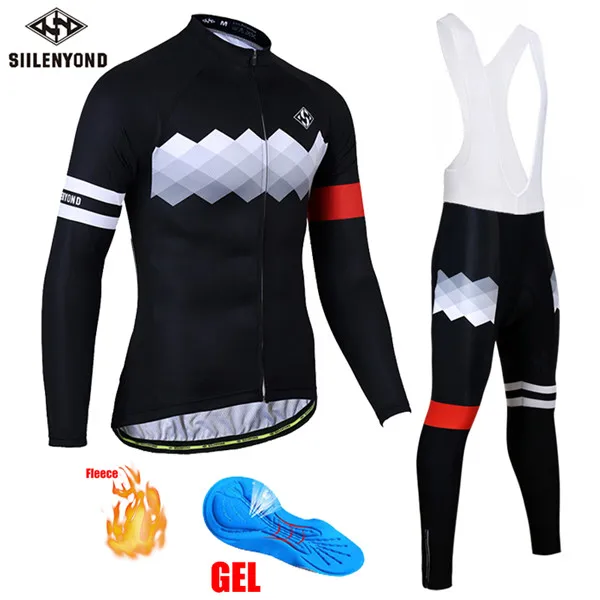 SIILENYOND Велоспорт Джерси pad велосипедные брюки ropa ciclismo набор для мужчин зимний термальный флис roupa велосипед велосипедный Майо Culotte одежда - Цвет: CBJ-BT-S2801
