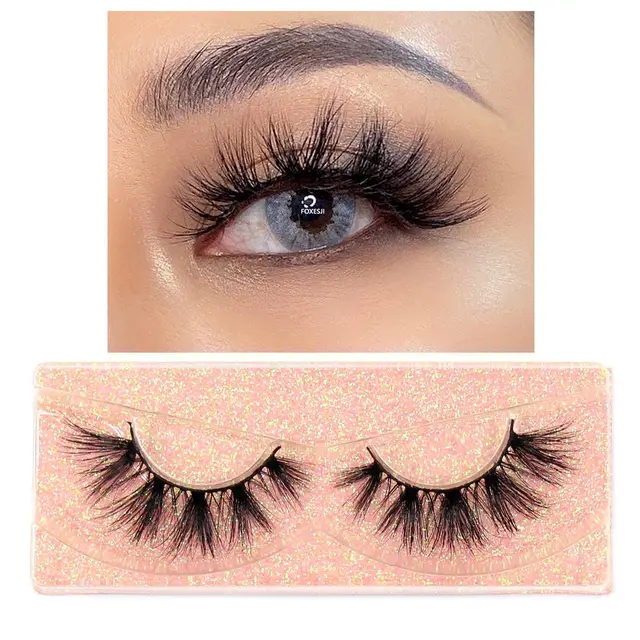 FOXESJI Makeup Eyelashes 3D Mink Lashes Fluffy Soft Wispy Natural Cross Eyelash Extension Reusable Lashes Mink False Eyelashes K13