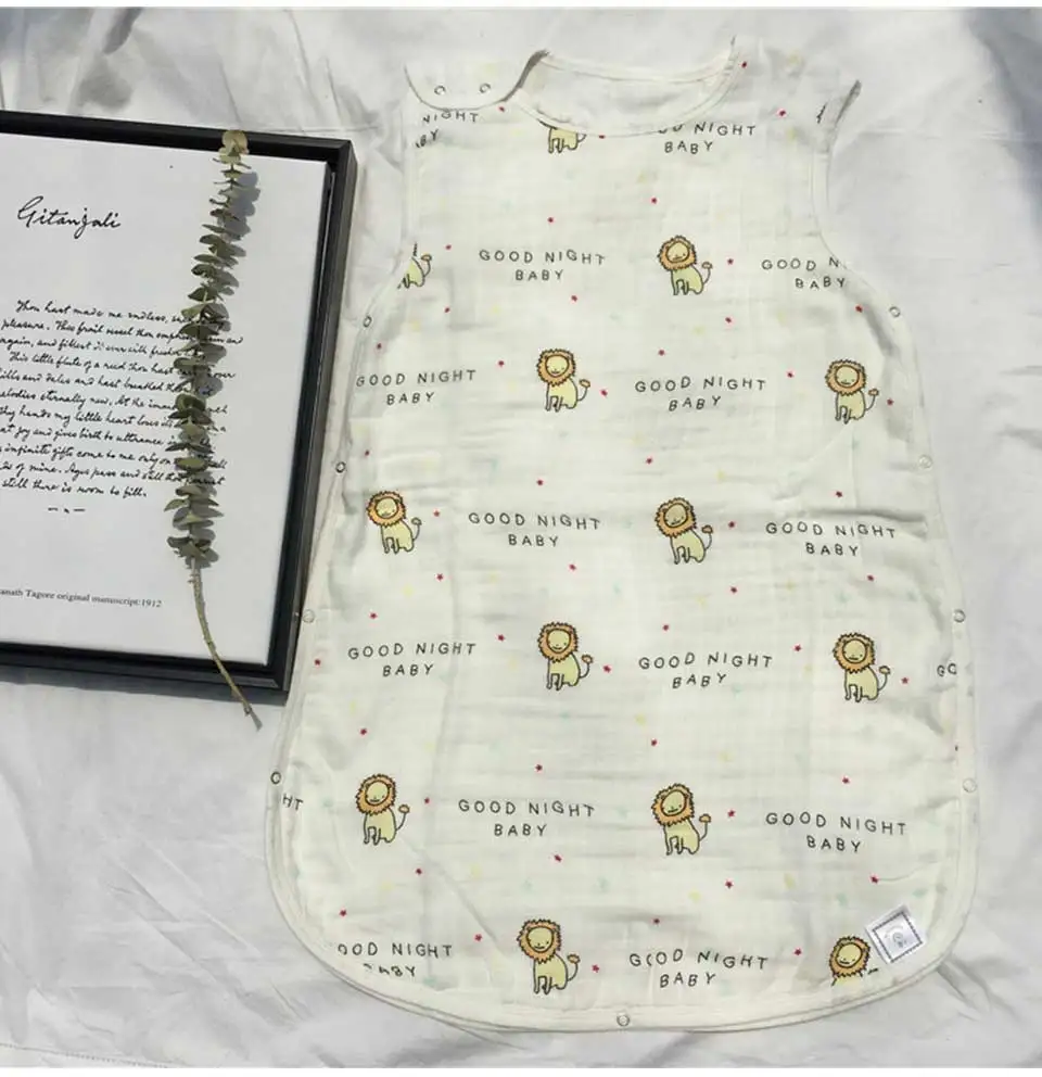 Camadas de Bambu Algodão Gaze Bebê Bolsa Dormir Crianças Anti Tipi Colete Dormirsacks Verão Macio Alta Qualidade Animal Impresso 4 12 verão macio alta qualidade animal impresso