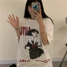 Best Offers O-neck T-shirt women Harajuku japan style Sweet Girls Tops tee E-girl Y2K clothes goth top Summer street Print Short Sleeve