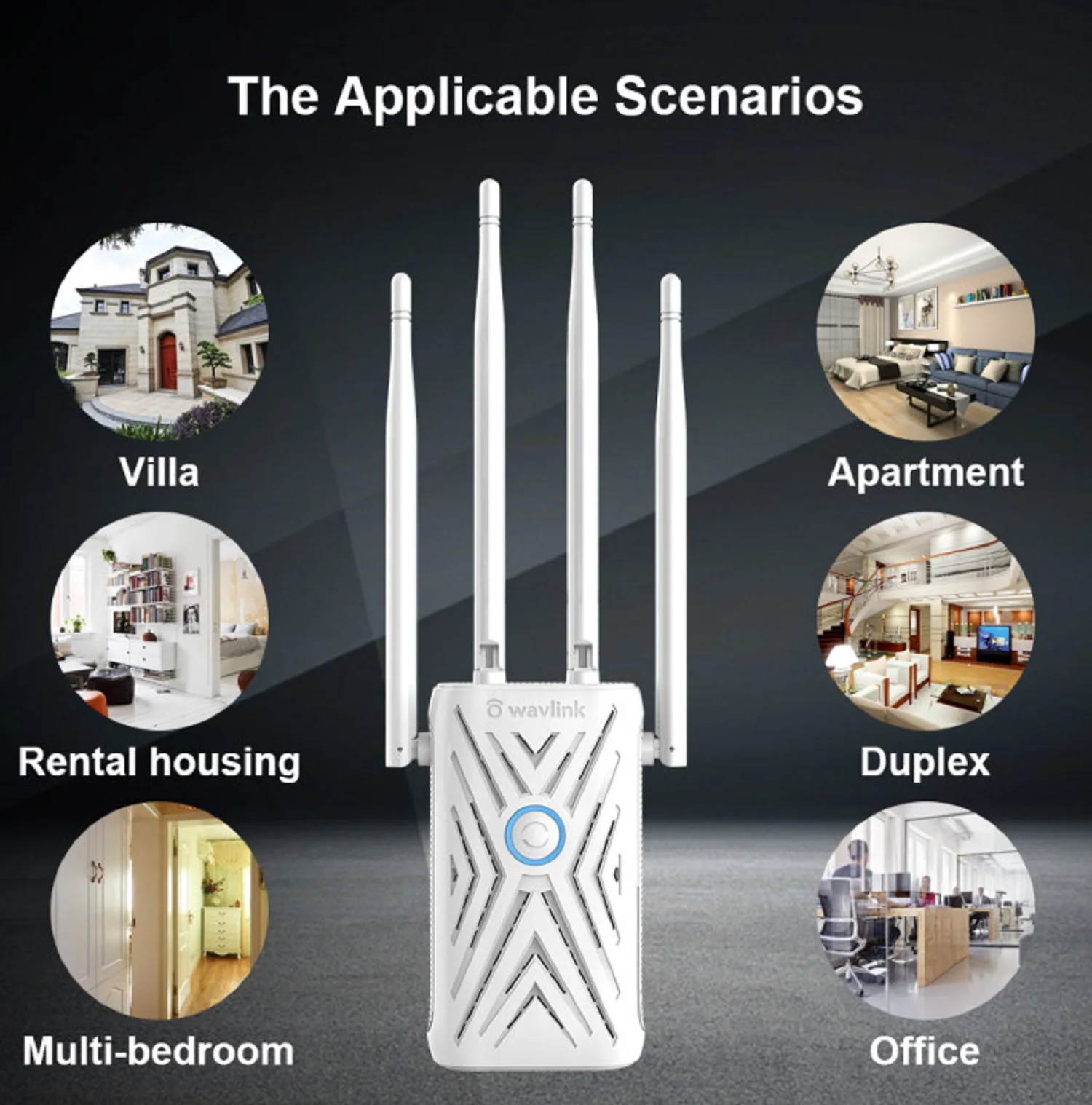 1200Mbps Repater Mở Rộng Kép Tăng Tín Hiệu WiFi 2.4G & 5G Tầm Xa Lặp Tín Hiệu 4 × 5 Dbi Anten Điểm Truy Cập wifi router