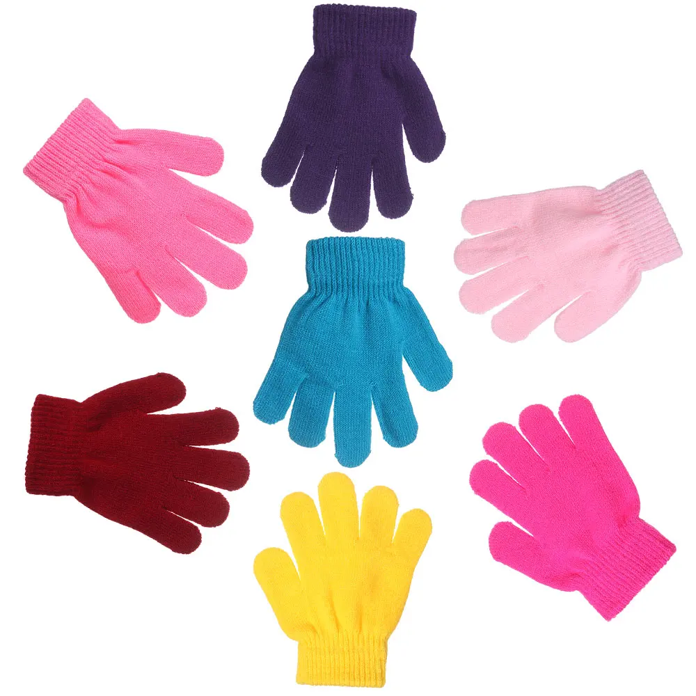 Cycling Gloves Children Gloves Student Magic Non-slip Rubber Winter Warm Stretch Gloves Boys Girls Sport Ski Cycling Fishing Slip Knit ski gloves