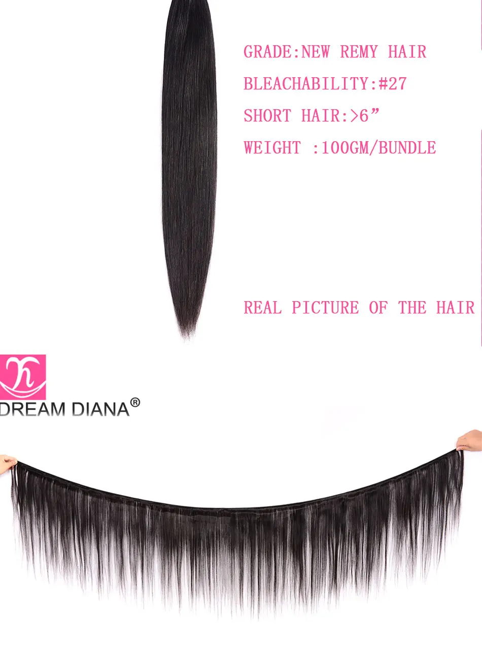 DreamDiana малазийские прямые волосы 3 пучка s "-30" L черные волосы Remy Weave пучок человеческих волос расширение экспресс