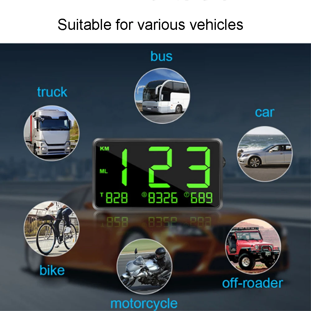Большой экран GPS HUD измеритель скорости Цифровой Автомобильный дисплей над
