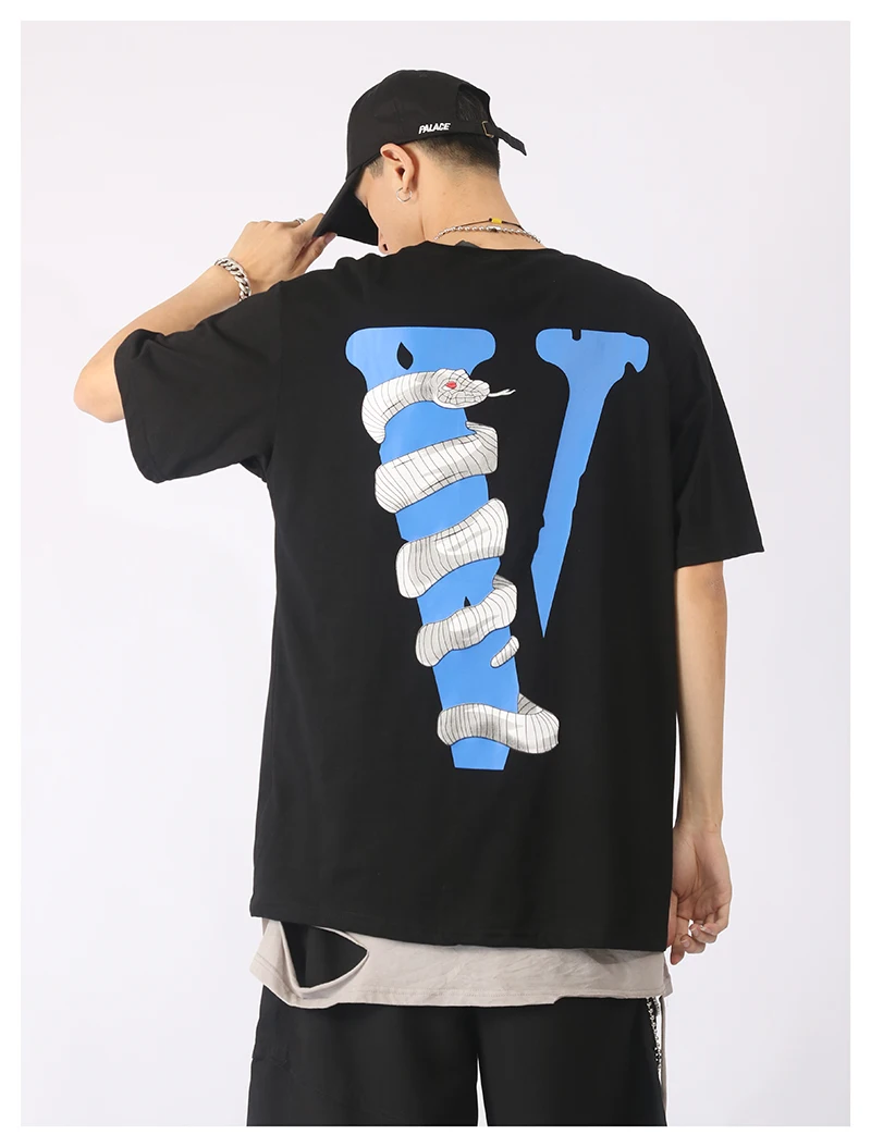Vlone Pria T Shirt 100 Katun Streetwear Kaos Wanita Amerika Serikat Musim Panas Lengan Pendek Merek Harajuku Hip Hop Tshirt Viper Ular T Shirt Aliexpress