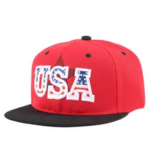 Мужская бейсболка в стиле хип-хоп с вышитыми буквами США, летняя Уличная Повседневная Кепка для мальчиков и девочек, одноцветная бейсболка с козырьком для женщин