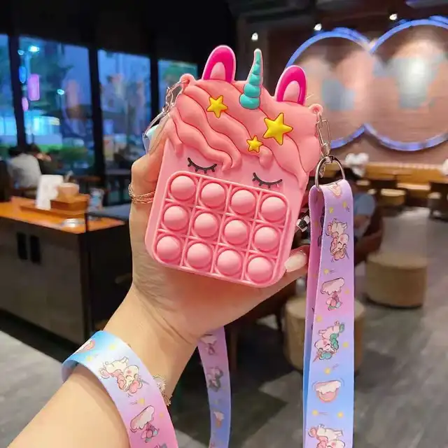 Mini Bag Fidgets Girls Toys Push Bubbles Squeeze Toys Silicone Key Purse Bag Stress Relief Game Backpack Phone Case 5