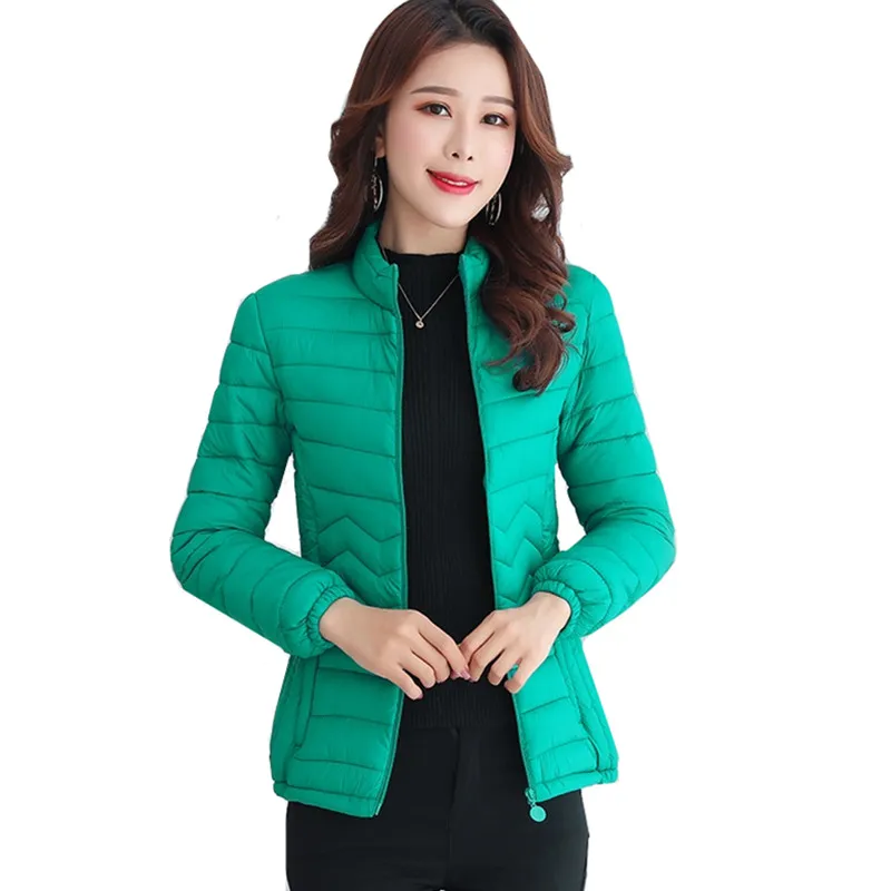 

Large size 5XL Short Women Cotton Jacket Slim Warm Outerwear Candy color Stand collar All-match Female Winter Coat Casual Tops