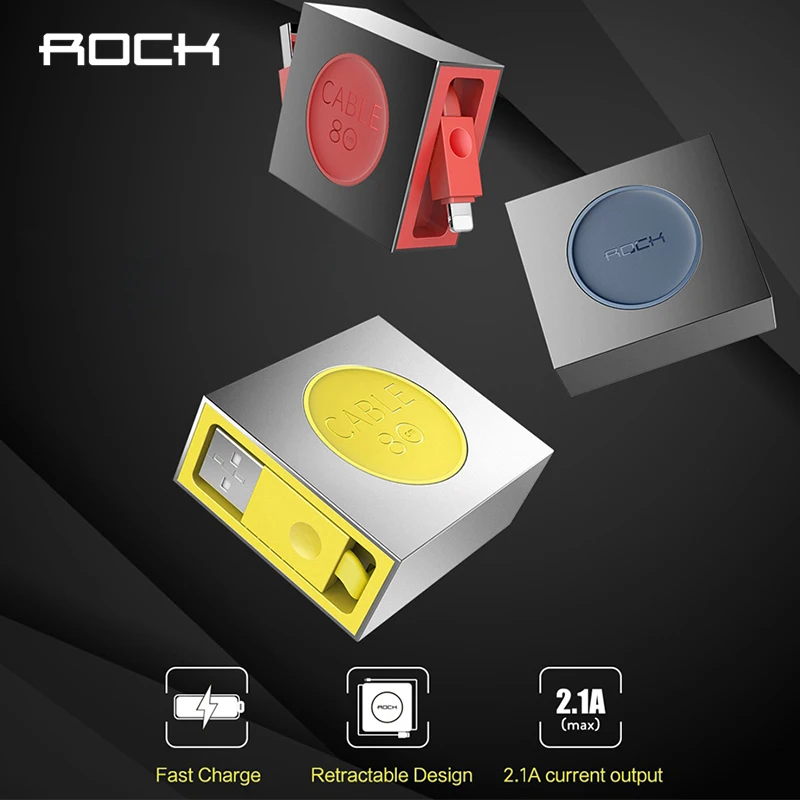 Выдвижной usb-кабель ROCK для iPhone X XR XS 8 7 6 растягивающийся кабель быстрой зарядки