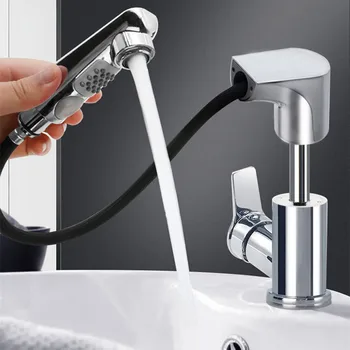 

Package mail submarine hot and cold water basin faucet toilet stage basin household lavabo scalable smoked pull bibcock