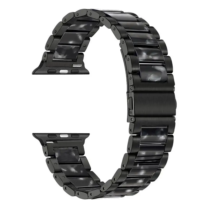 Ремешок из нержавеющей стали+ смолы для часов iWatch Apple Watch Series 5 4 3 2 1 44 мм 40 мм 42 мм 38 мм для мужчин и женщин ремешок браслет