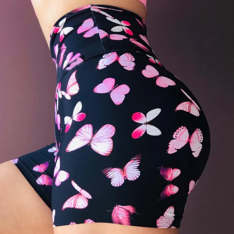 New Leggings High Waist Push Up Yoga Shorts Scrunch Butt Seamless Print Running Shorts Gym Clothes Fitness Elastic