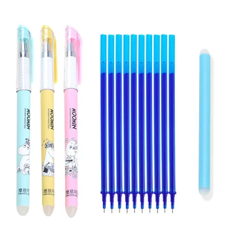 

13 Pcs/Set Cute Gel Pen 0.5mm Erasable Washable Handle Erasable Pen Refill Rod Blue Black Ink School Office Writing Supply Tool