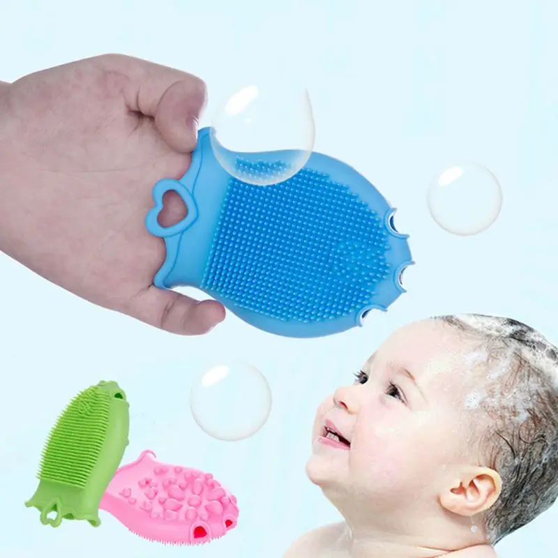 Baby Cartoon Bath Brush Soft Bather Children Massage Silicone Shampoo Brush Kids Bathing Supplies