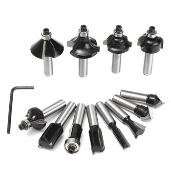 

12pcs/kit 8mm Woodworking Router Bit Tungsten Carbide Router Bit Milling Cutter Bits Chipboard MDF Board Cutting with Wood Case