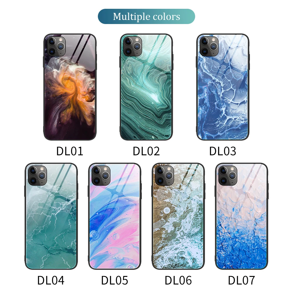 

Luxury Marble Glossy Case For iPhone X XR XS Max 11Pro Max For IPhone 8 7 Plus 6S Plus Soft Protective Tempered Phone Back Cover