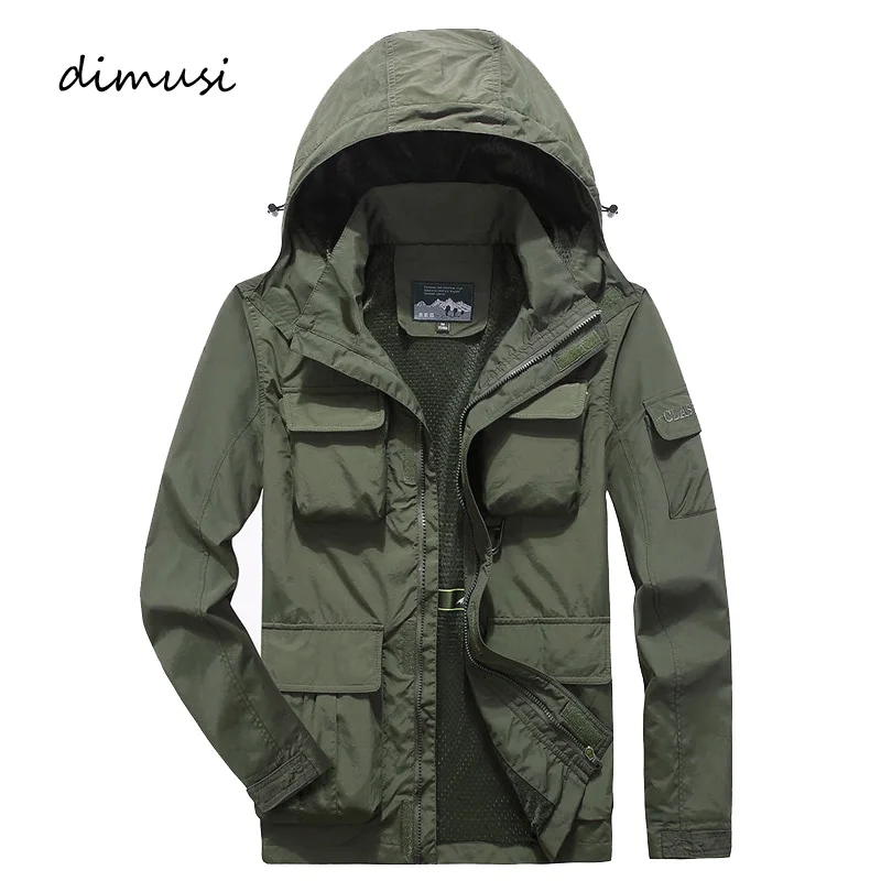 Billige DIMUSI Herren Bomber Jacke Beiläufige Männliche Mantel Armee Taktik Windjacke Jacke Herren Atmungsaktiv Mit Kapuze Jacken Kleidung 7XL