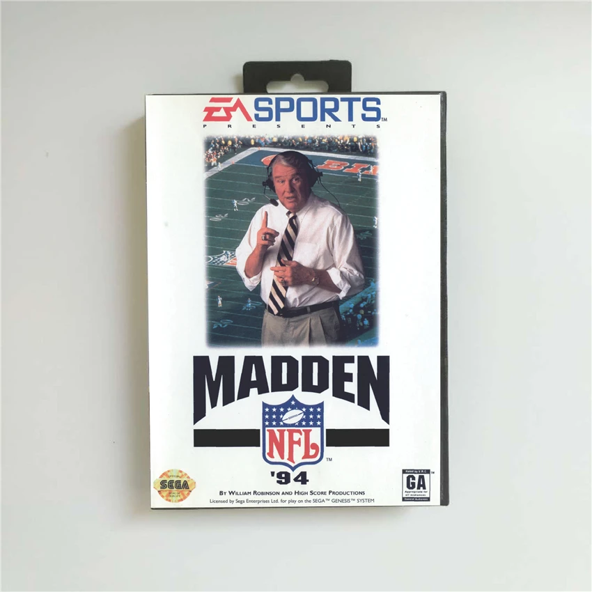 

Madden NFLed '94 - USA Cover With Retail Box 16 Bit MD Game Card for Sega Megadrive Genesis Video Game Console