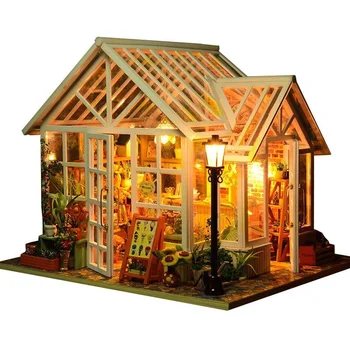 

DIY Dollhouse Wooden Houses Miniatures for dolls dollhouse Furniture Kit doll houses Toys for Children Gift Sosa Greenhouse